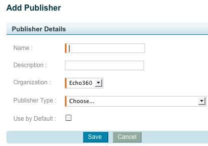 screenshot of Add Publisher page for steps as described.