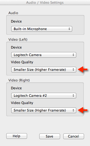 dialog box showing smaller size for both cameras