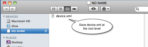 Screenshot of file being saved at root of USB drive.