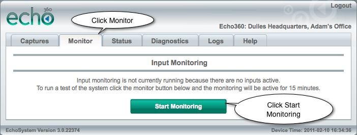Screenshot of Monitoring tab for sequence of steps described.