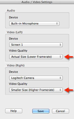 dialog box showing actual size and smaller size configuration
