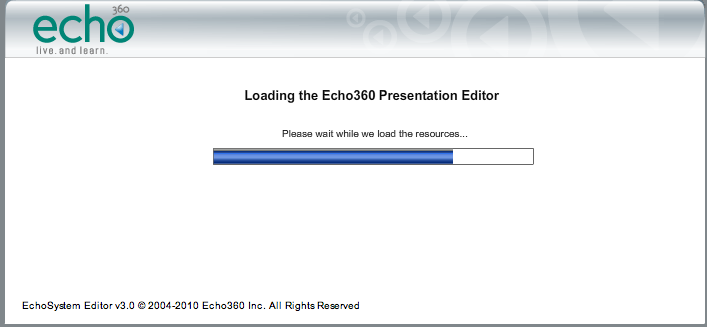 screenshot of Presentation Editor loading progress bar.