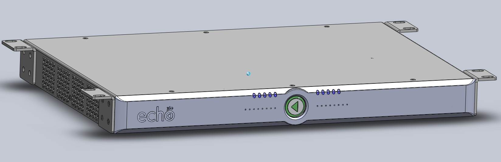 Graphic showing mounting brackets installed parallel to top of device