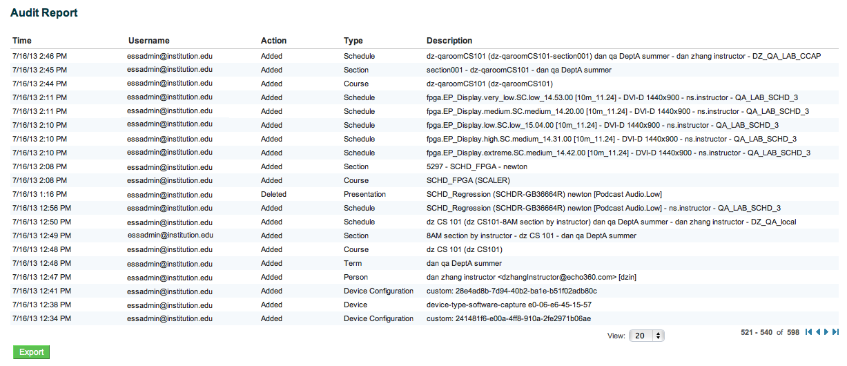 screenshot showing sample audit report as described