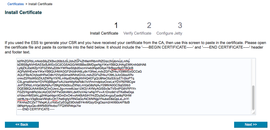 installation certificate page as described